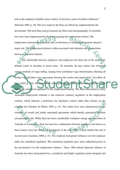 Changes in Australian Employment Relations