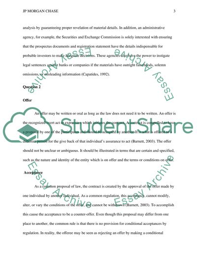 JP Morgan Chase and Capacity of the Parties to Contract