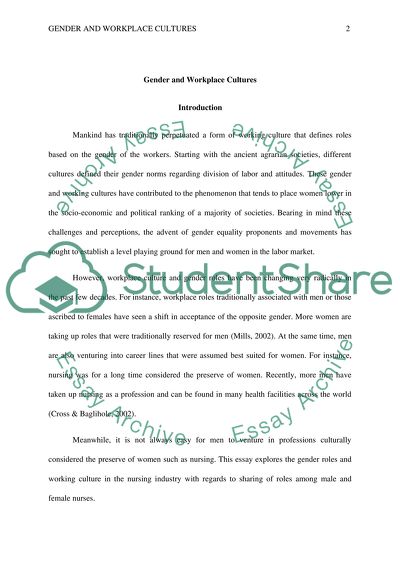 The Gender Roles And Working Culture In The Nursing Industry