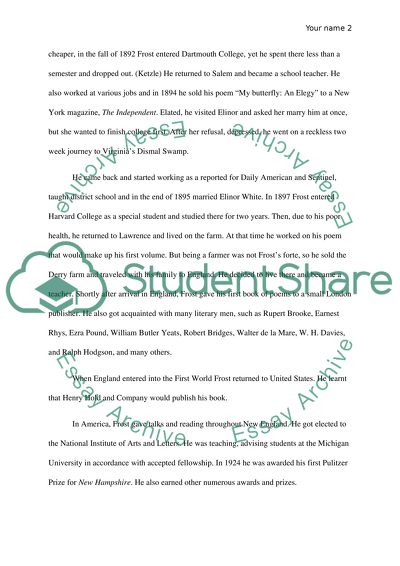 Robert Frost Contribution to American Literature