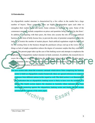 Economic Rationale behind Oligopolistic Behaviour in Banking Sector