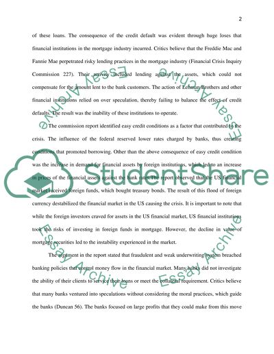 Causes of the US Economic Crisis - 2007 to Present
