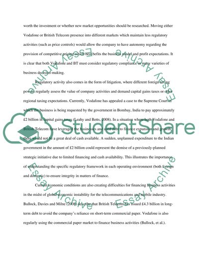 Investments of Vodafone and British Telecom Companies