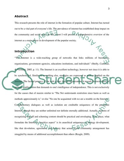 Role of the Internet in the Formation of Popular Culture