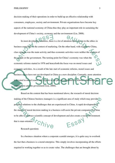 Moral Decision Making of the Chinese Business Managers