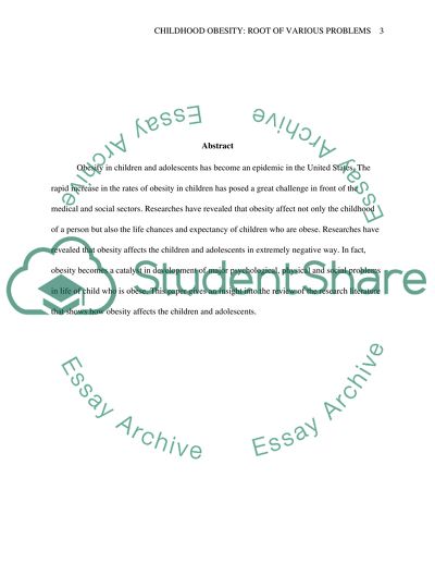 Childhood obesity: Root of various problems