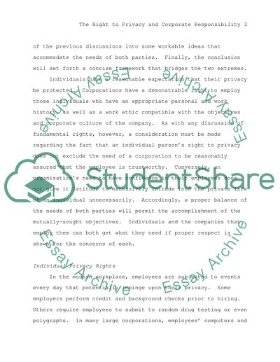 The Right to Privacy and Corporate Responsibility