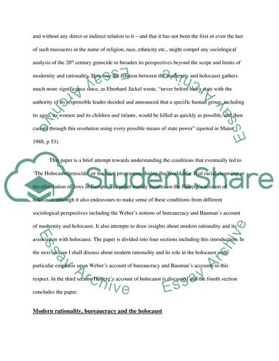 Attempt to Understand the Conditions that Eventually Led to the Holocaust