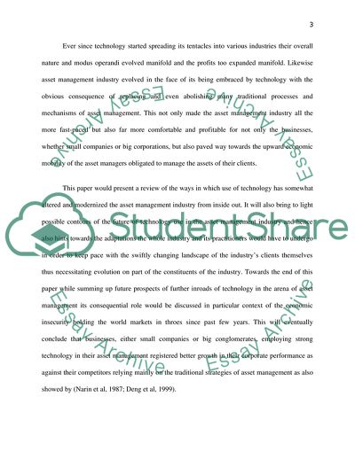 The Role of Technology in Asset Management Industry