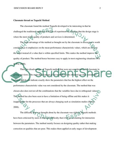 Discussion Board Reply