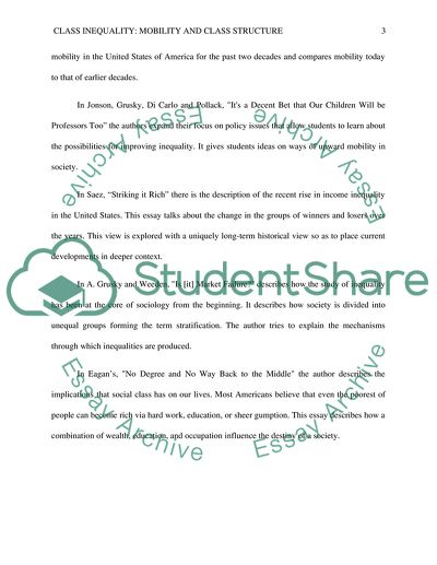 Class Inequality: Mobility and Class Structure