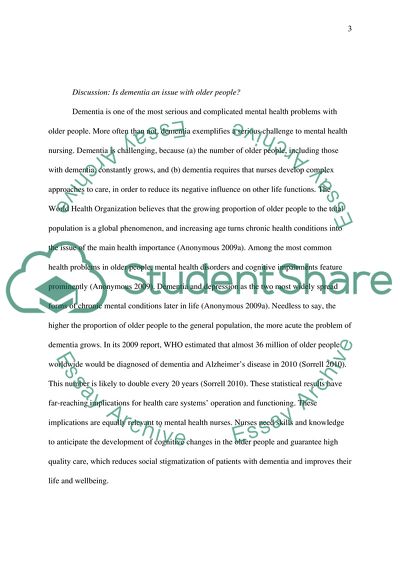 Dementia - an Issue in Mental Health Nursing