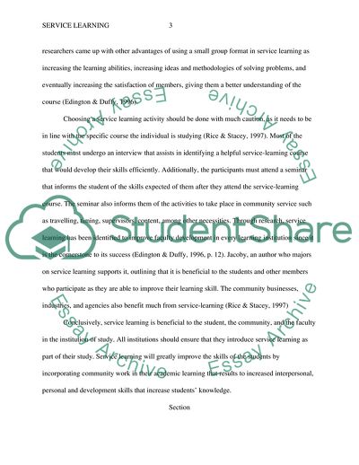 essay on why service learning is important