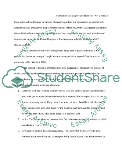 Corporate Manslaughter and Homicide