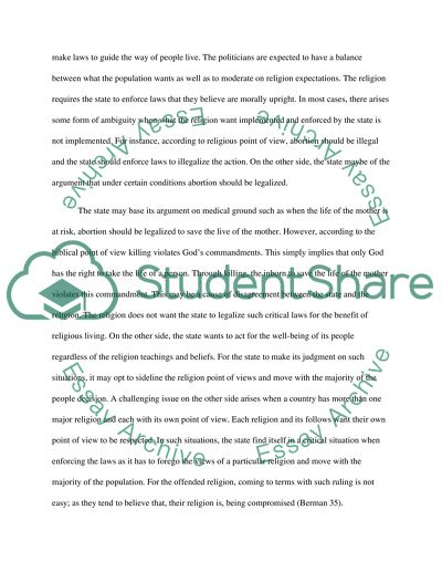 Church and State Interplay