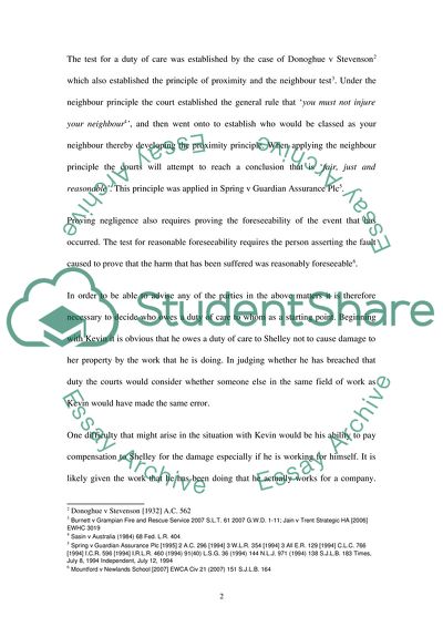 The Claim for Negligence - Law Cases