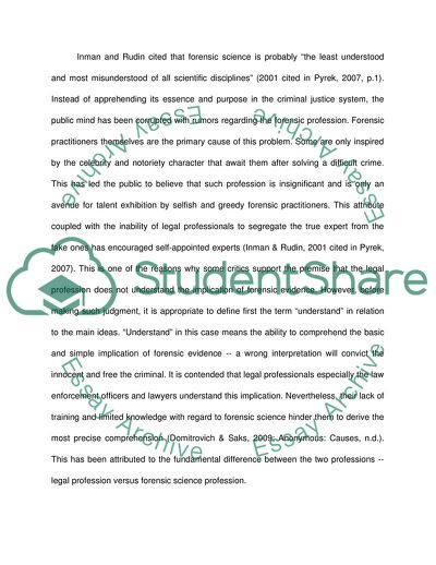 Does the Legal Profession Understand the Implication of Forensic Evidence