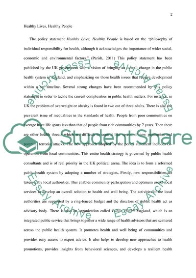 Healthy Lives - Healthy People