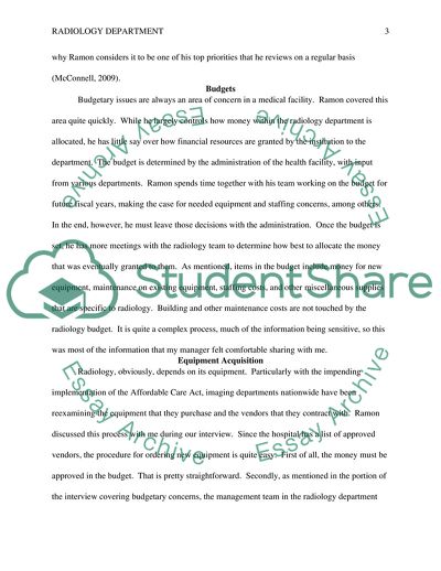 Radiology Department Manager Interview