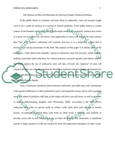 The Promise of Stem Cell Research for Solving Complex Medical Problems