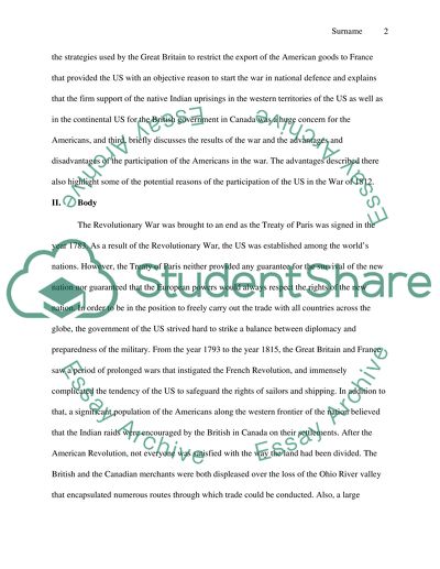 The Reasons of United States Participation in the War of 1812