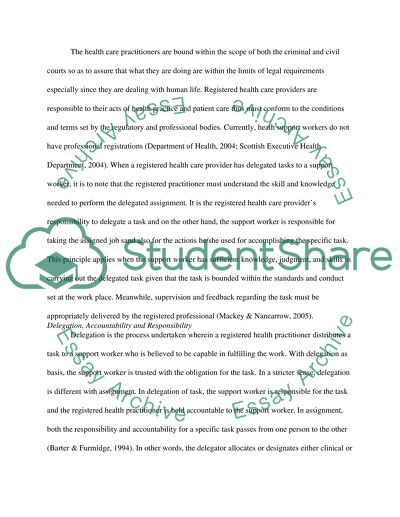 Accountability of Registered Nurses in Delegating Care to Support Workers and Student Nurses