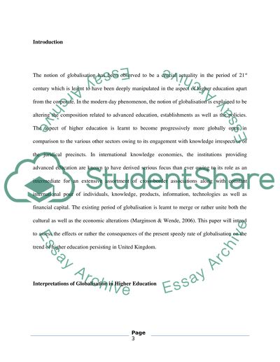 Impact of Globalisation in High Education