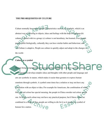 The Prerequisites of Culture