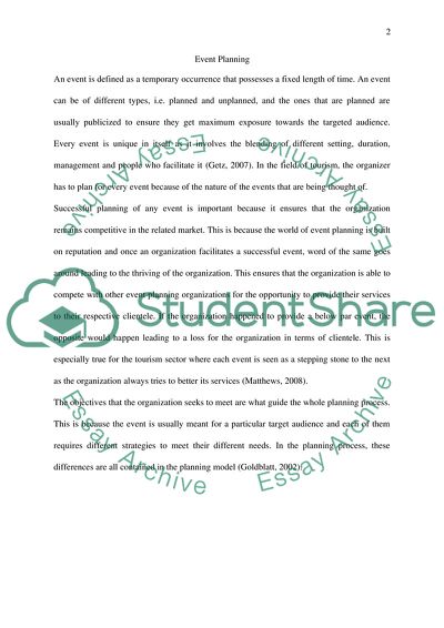 Event Planning in Tourism