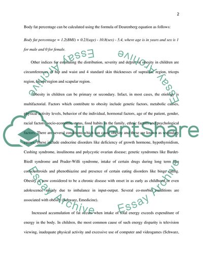 Childhood Obesity as a Major Health Challenge