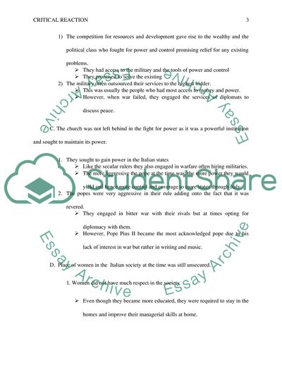 Critical reation Outline