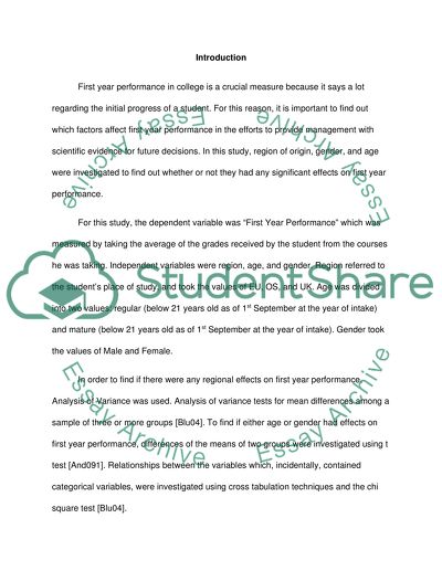 Factors that possibly affect first year performance in college