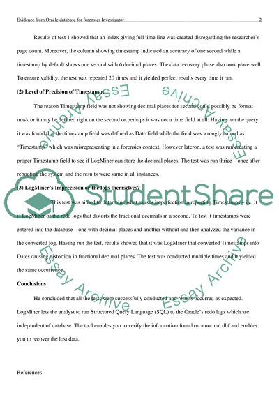 Invistigation Forensics : how to find evidence from an oracle data base