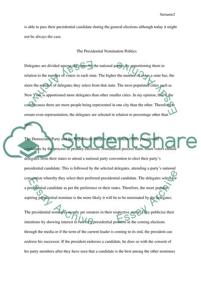 Nomination for State and Congress Offices