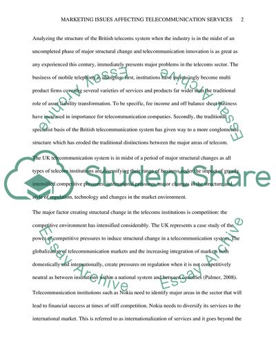 Marketing Issues Affecting Telecommunications Services