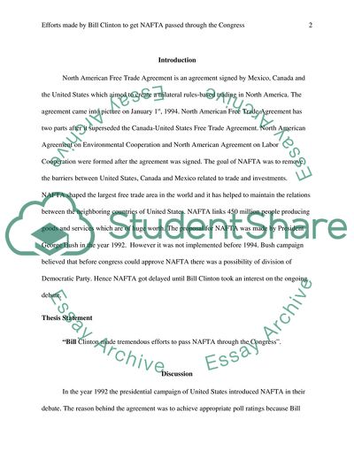 Clintons Efforts to Pass NAFTA through Congress