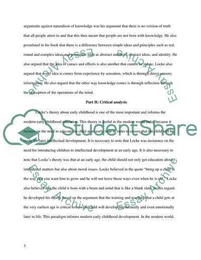 John Locks Contribution to the Construction of Modern Childhood