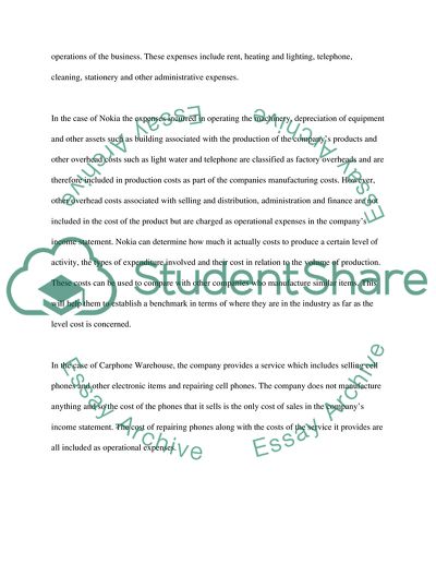 Management Accounting & Finance of Nokia and Carphone Warehouse