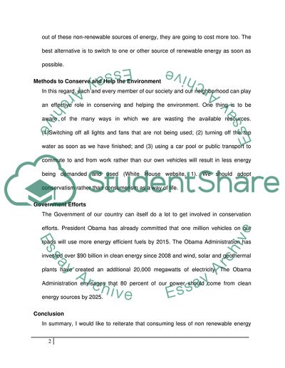 Renewable versus Non Renewable Sources of Energy