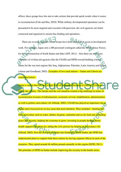 Role of Military and Civil Agencies in Post War Reconstruction