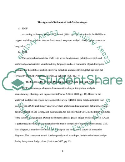 Comparing the Use of the IDEF Methodology to UML