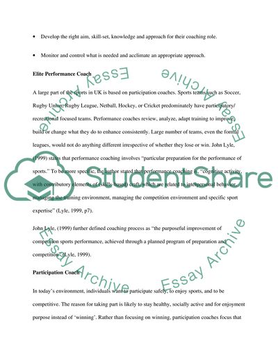 The Role of Sports Coaching in the Athlete Performance