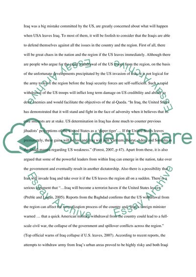 What will happen to Iraq if the US leaves