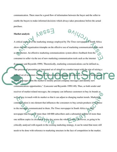 Marketing Plan for The Times Newspaper