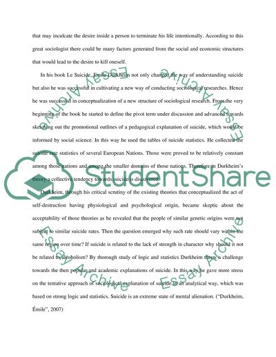 Durkheim on Suicide