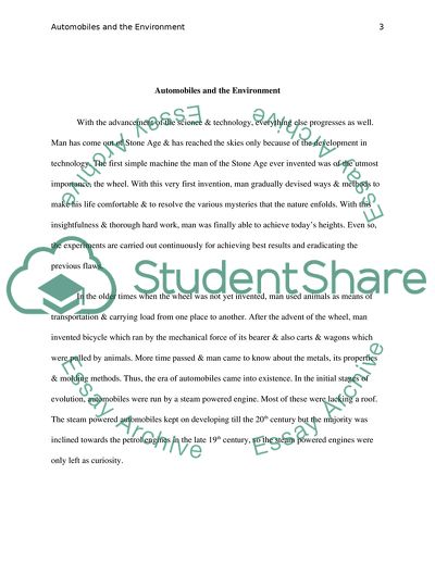 Effects of Automobiles on the Environment