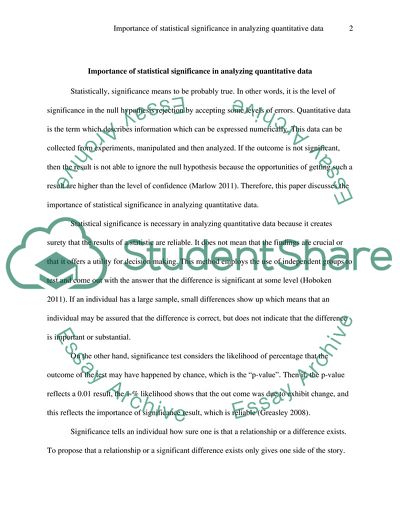 Importance of Statistical Significance in Analyzing Quantitative Data