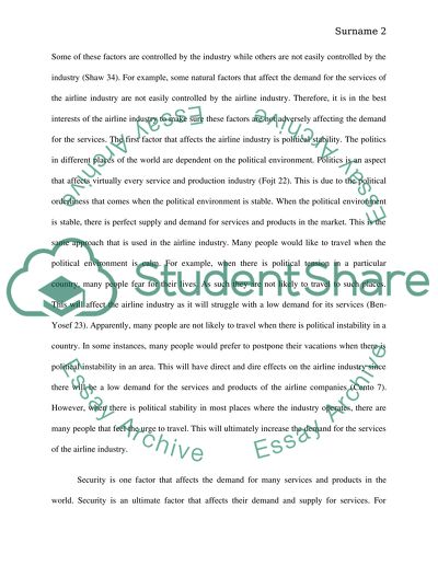 Commercial Passenger Airline Service Industry