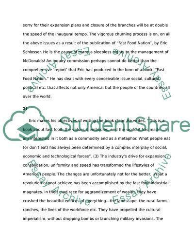 Fast food nation book by Eric Schlosser