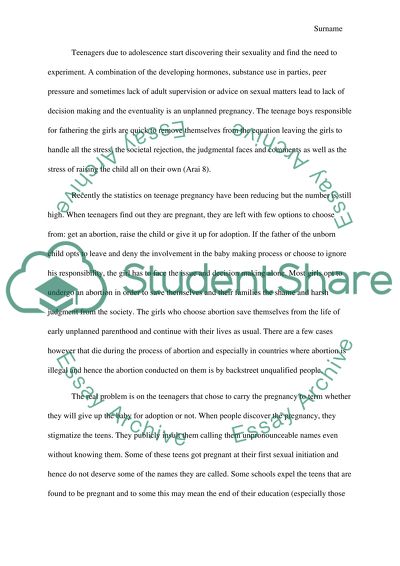 The Sexual Issues and Especially Teen Pregnancy